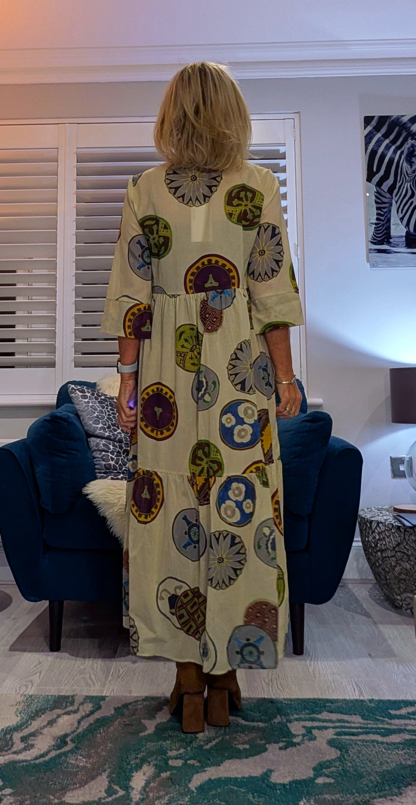 Pandora Dress– Bold Multicolour Cotton Maxi  Print