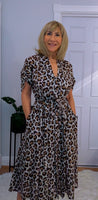 Libra Animal Print Shirt  Midi Dress