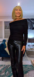 Meridith Bardot Black Knit Top – Off Shoulder Chic