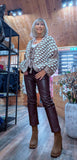 Lara Chunky Oversized Cardigan – Camel with White Embroidery Bobbles