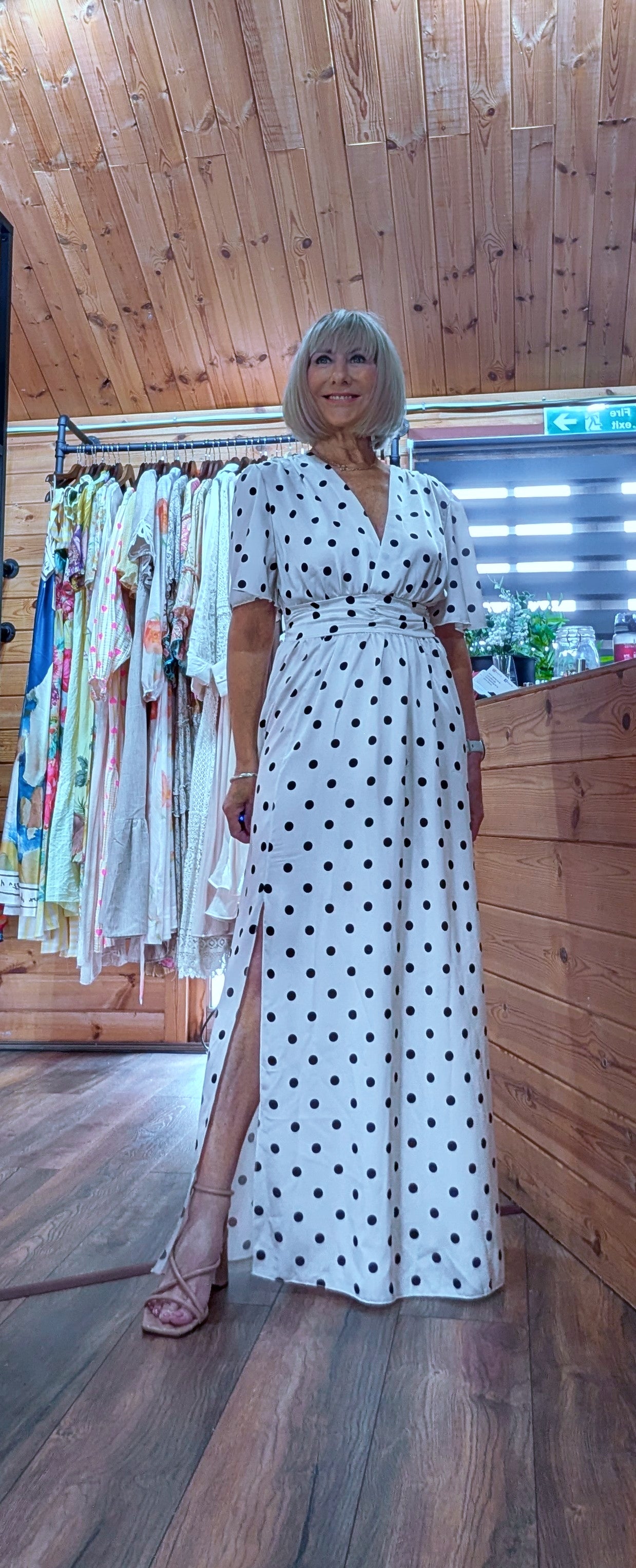 Polka dot wedding guest dress for summer occasions styled by ditsydi