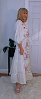 Darwin White Bohemian Dress with Floral Embroidery
