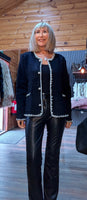 Melissa Black Pearl Trim Jacket – Sequin Detail & Chunky Buttons