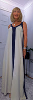 Helena Sleeveless  Maxi Dress – Magenta - Green - Ecru
