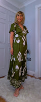 Nettie Boho Maxi Dress – Green or Blue, Flutter Sleeves, Elasticated Waist