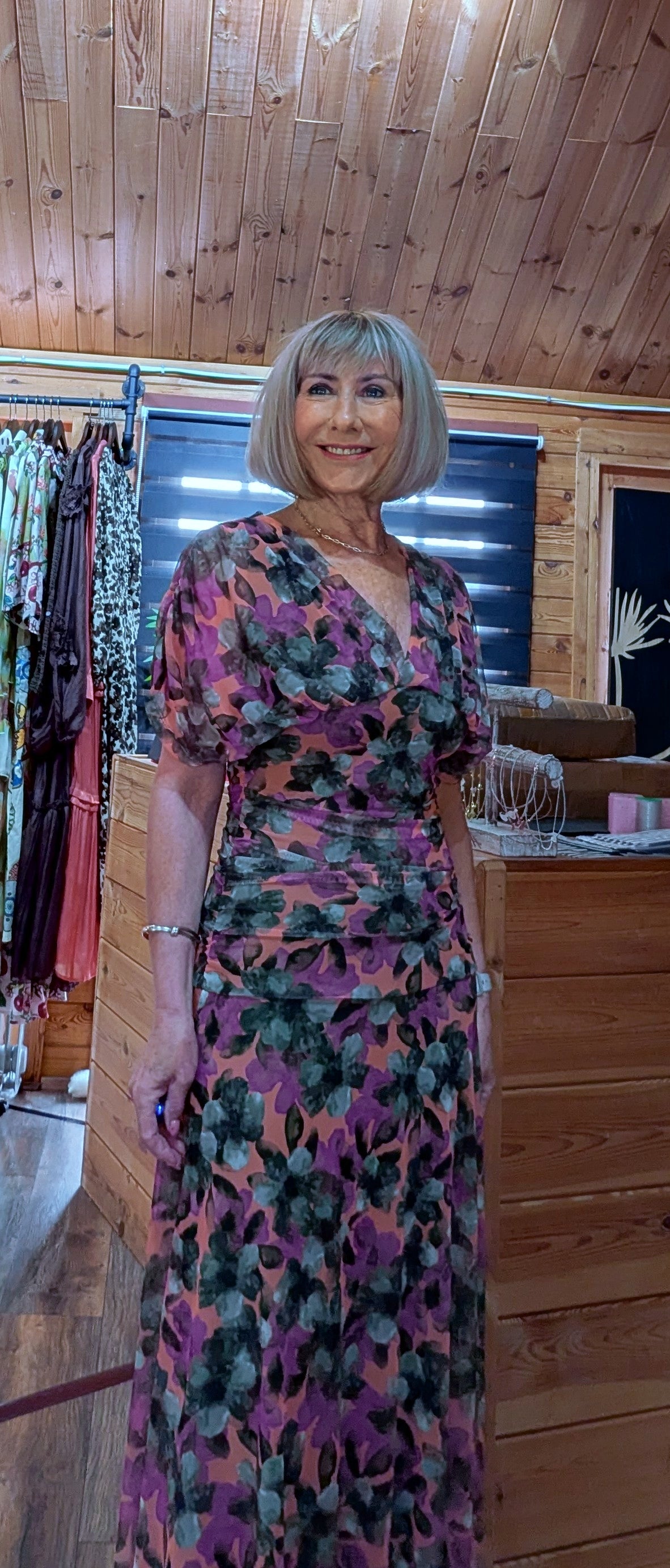Boutique floral occasion dress for women