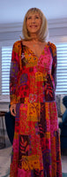 Sheridan Printed Maxi Dress – Embroidered, Tiered, Long Sleeve