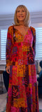 Sheridan Printed Maxi Dress – Embroidered, Tiered, Long Sleeve