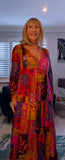 Sheridan Printed Maxi Dress – Embroidered, Tiered, Long Sleeve