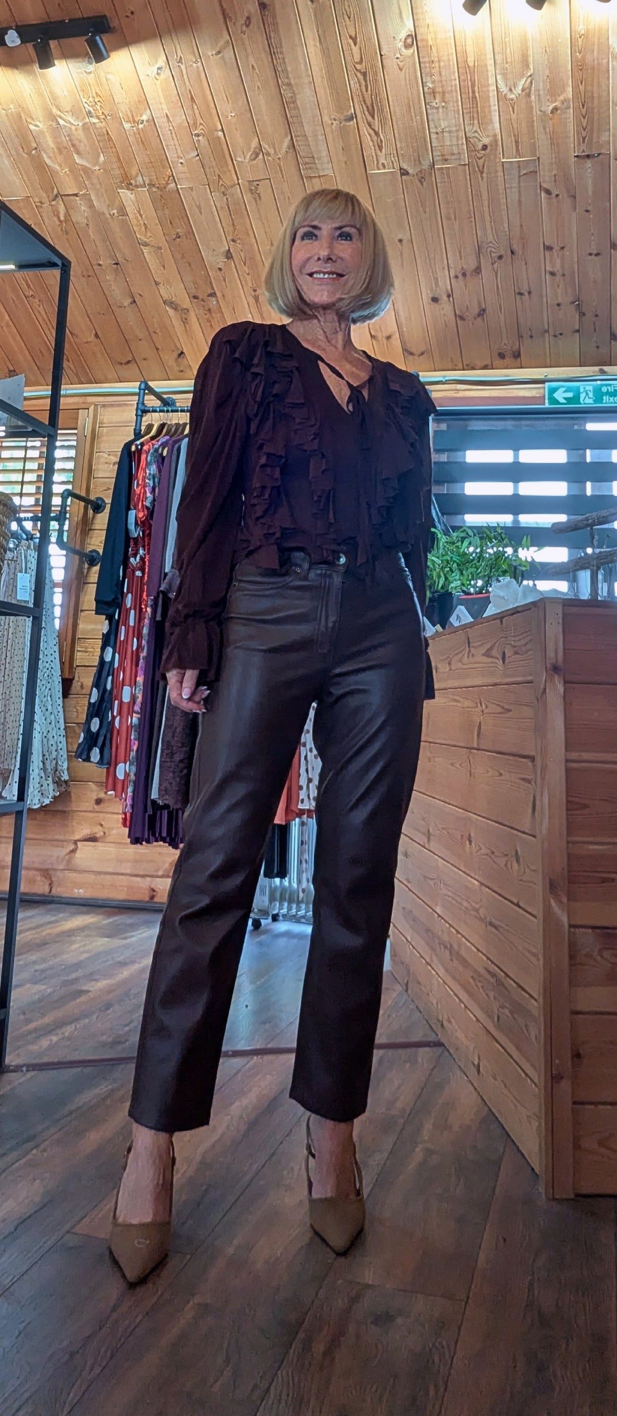 Parker Ruffle Blouse in Chocolate or Cream