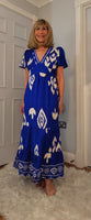 Nettie Boho Maxi Dress – Green or Blue, Flutter Sleeves, Elasticated Waist