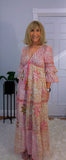 Clara Pink Boho Maxi Dress – Embroidered, Sequinned, 100% Cotton