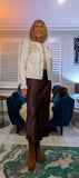 Opal White Cardigan with Ecru Embroidery Flowers, Pearl & Gold Sequin Detail