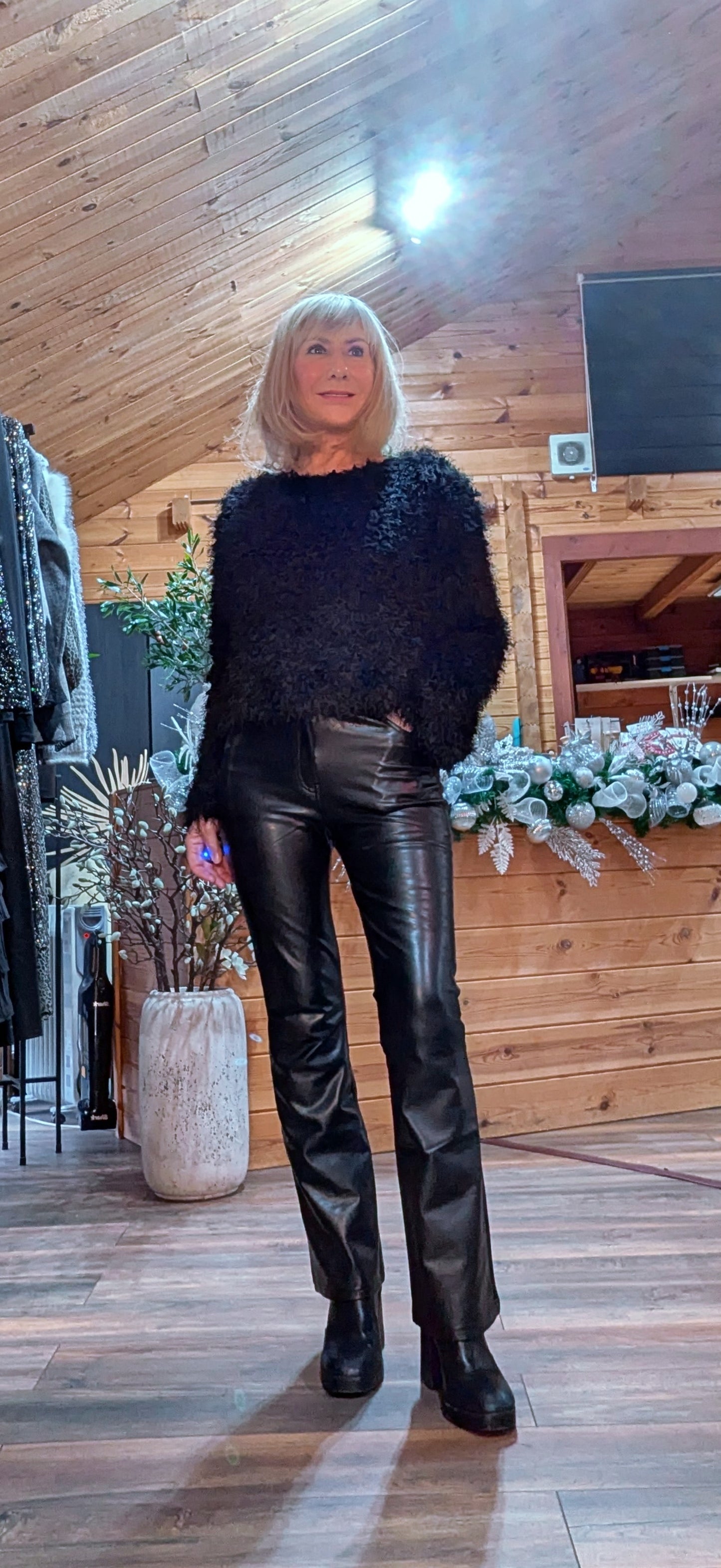 Fifi Grey or Black  Fringe Top – Long Sleeve Sweater Style