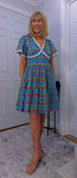 Codie Cotton Knee-Length Dress – Turquoise & Terracotta Boho Print