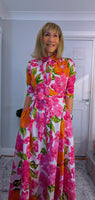 Josephine Pink Floral Cotton Shirt Dress with Tie Belt – Button-Up Summer Style