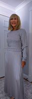 Phoenix Pleated Maxi Sweater Dress – Olive, Gold or Silver Grey