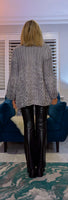 Dolly Grey Chunky Knit Cardigan – 3D Flower Border & Pagoda  Sleeves