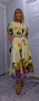 Aoife Midi Dress – Lemon Shirt Dress with Elephant & Bold Floral Print