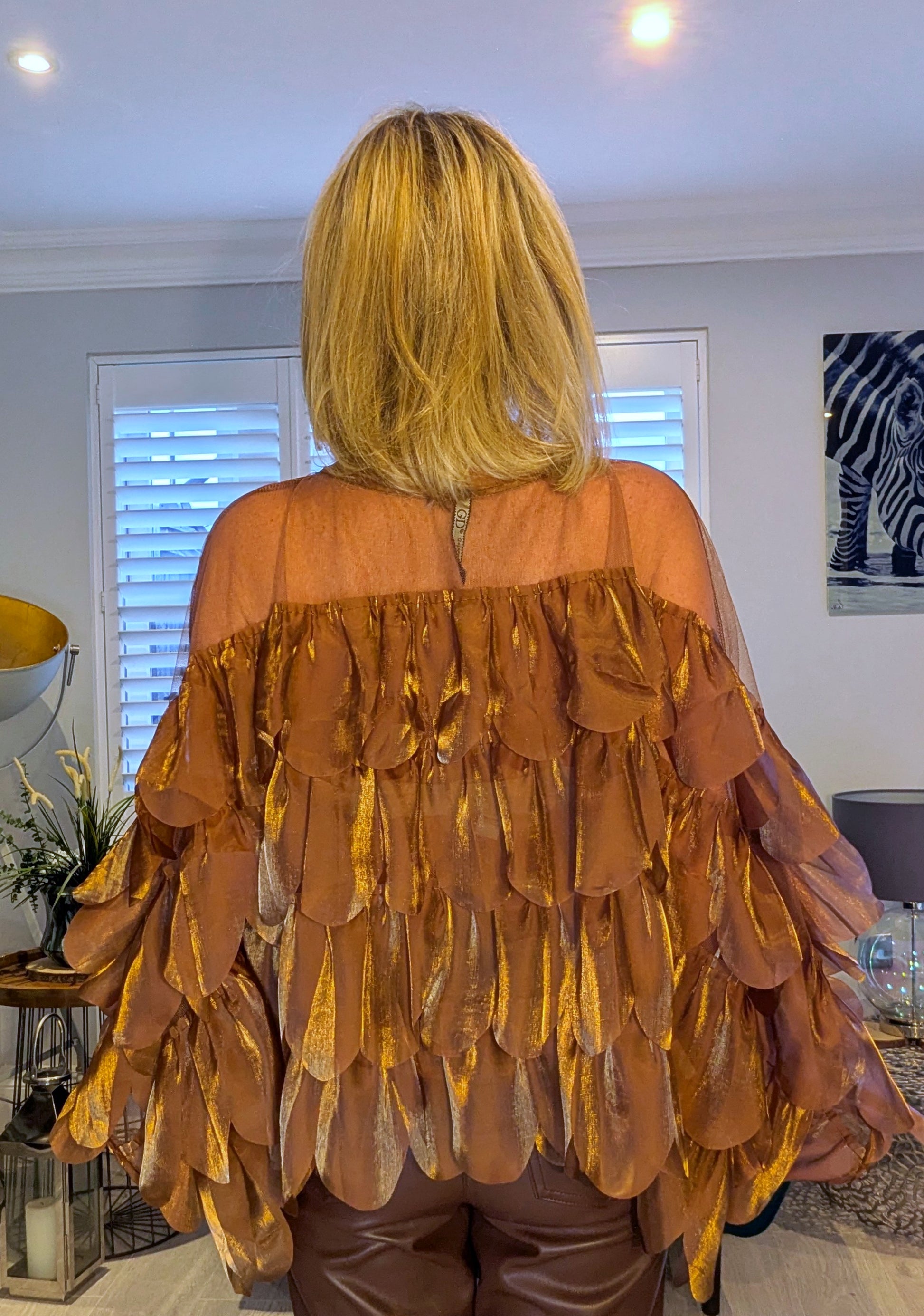 Delta Blouse – Statement  Ruffles in Bronze or Ivory Autumn Elegance