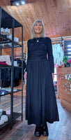 Isla Jersey Dress – Ruched Waist & Flared Skirt