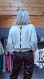 Cassia Ivory Sweater – Gold Sun Jewel Button Detail