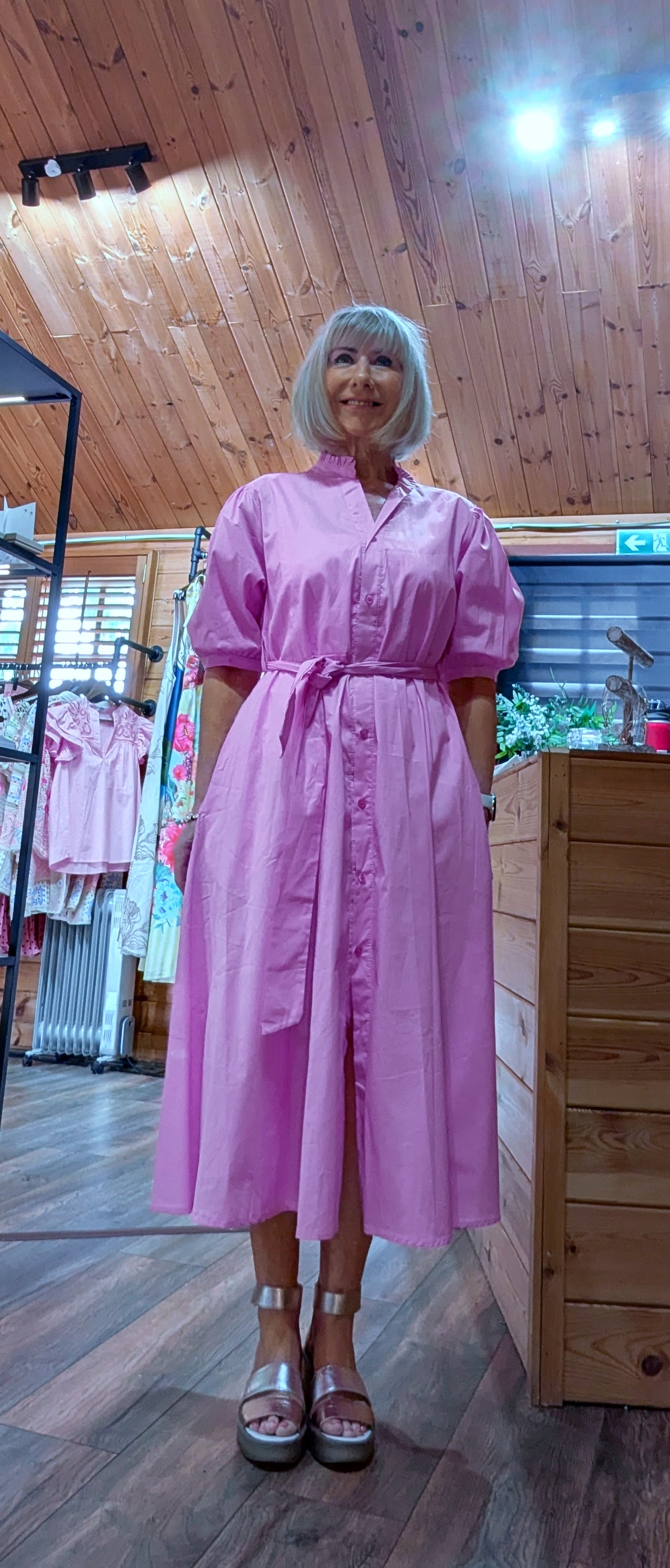 Libbly cotton midi shirt dress with button front