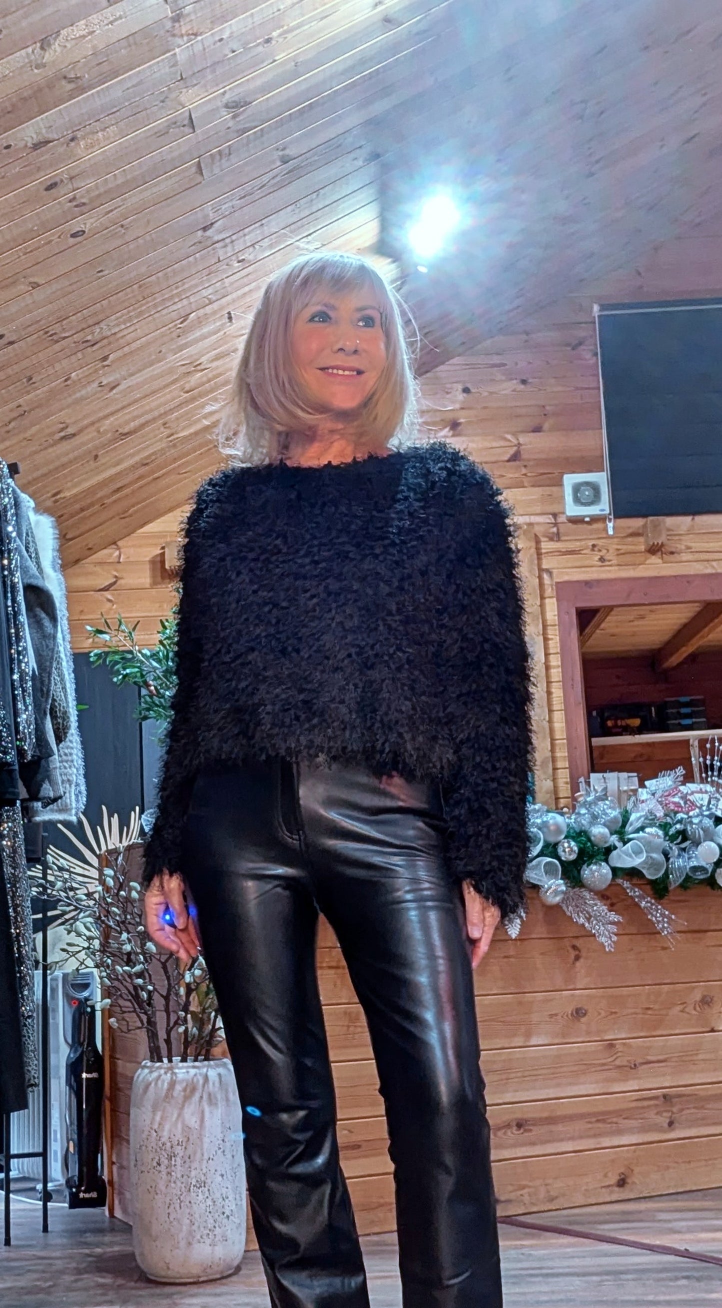 Fifi Grey or Black  Fringe Top – Long Sleeve Sweater Style