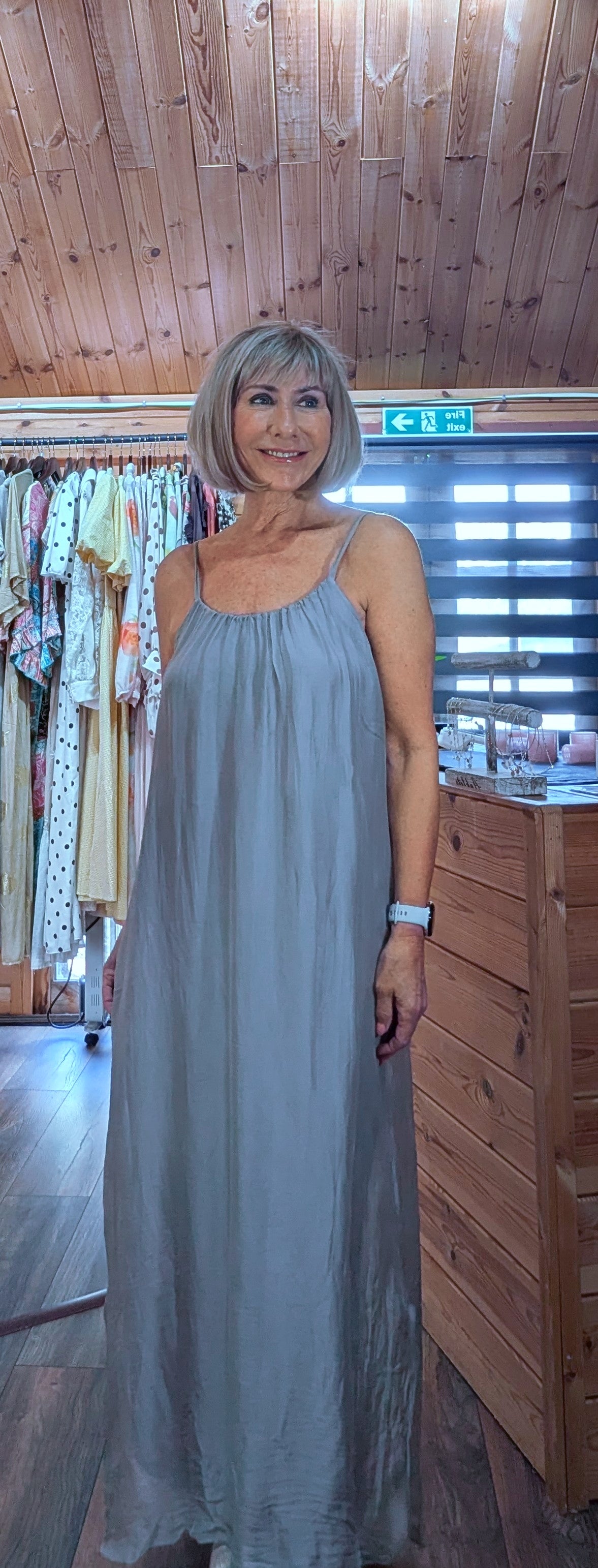Josie Silk Blend Maxi Sun- Dress – Taupe