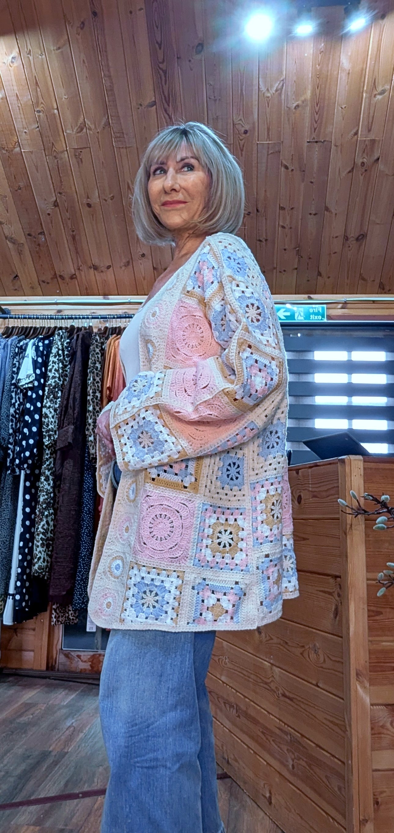 Gigi Crochet Cardigan – Over-sized - Pink, Blue and  Beige