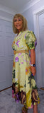 Aoife Midi Dress – Lemon Shirt Dress with Elephant & Bold Floral Print