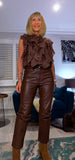 Ashley Blouse – Statement Frilled Blouse - Taupe or Chocolate