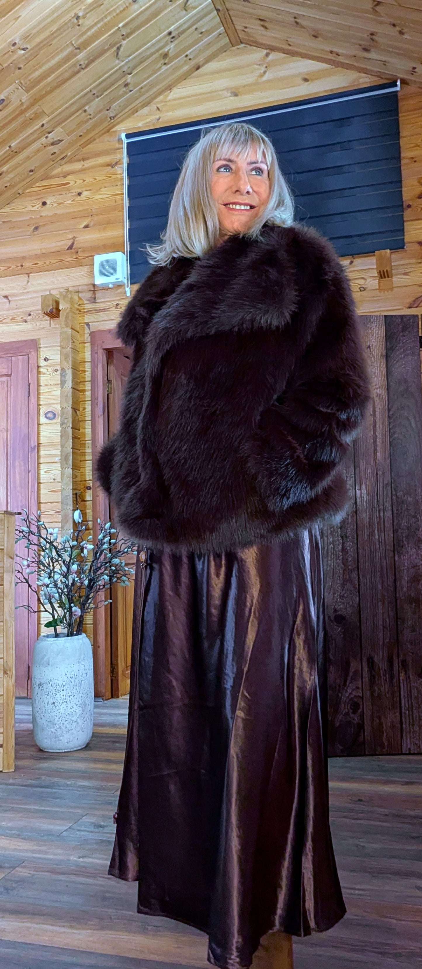 Guinevere Faux Fur Jacket – Double Breasted in Chocolate, Taupe or Ivory