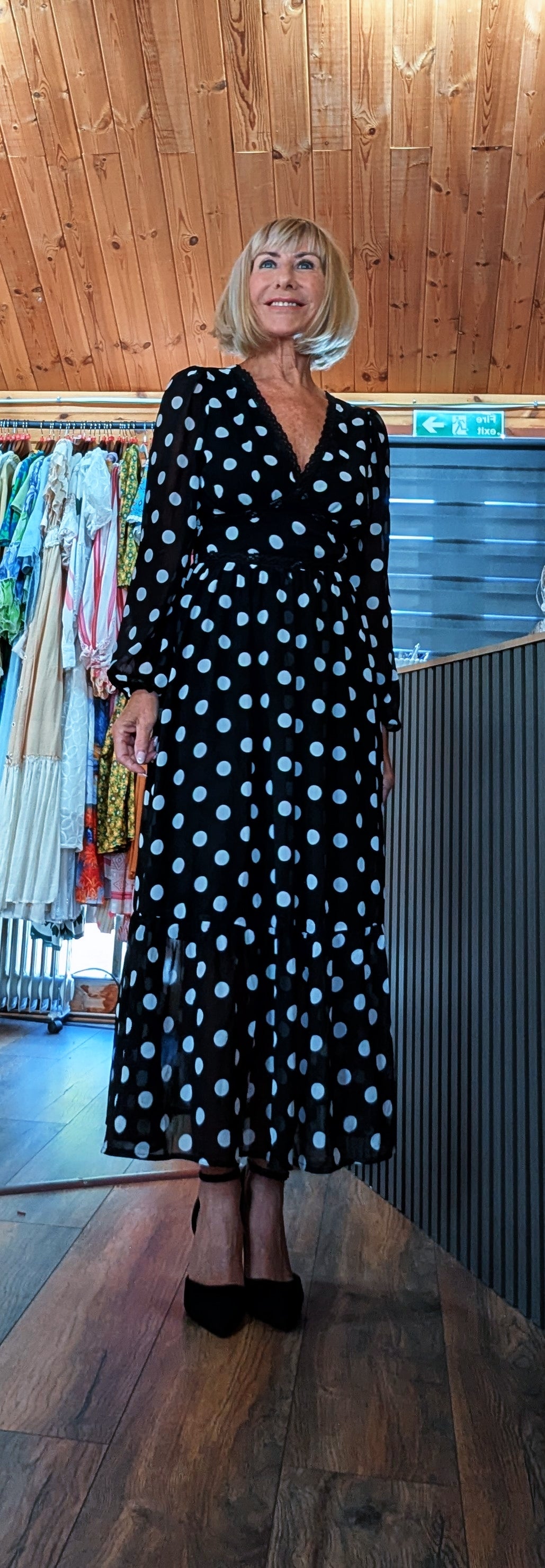 Black and white spot print midi dress from DitsyDi