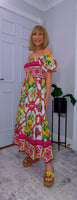 Blossom Bold Print Shirred Dresses