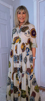 Pandora Dress– Bold Multicolour Cotton Maxi  Print
