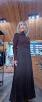 Haley Sweater Dress – High Neck with Pleated Maxi Skirt in Coffee Colour