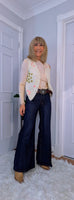 Constance Sleeveless Cardigan – Ivory Knit with Embroidery, One Size