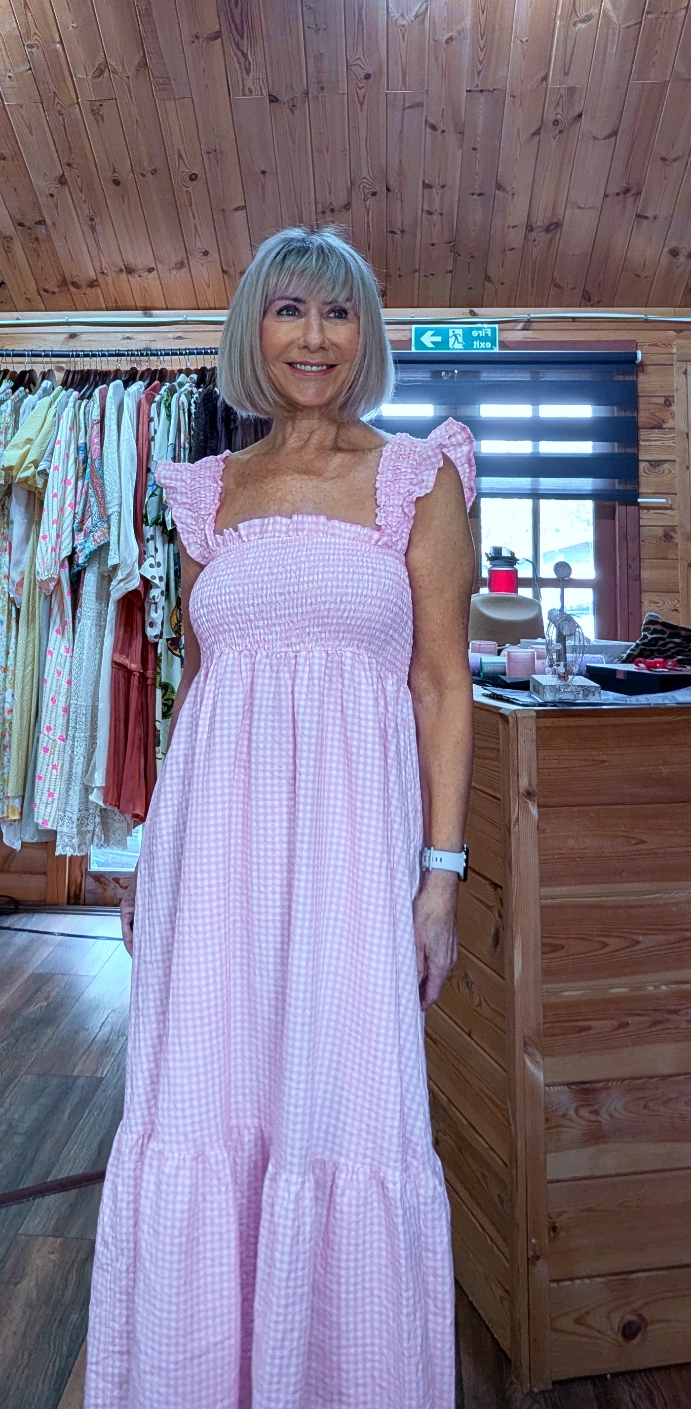 Pink strappy sundress for holidays and sunny days