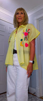 Alma Tropical Print Embroidered Cotton Shirt – One Size (UK 8–16)