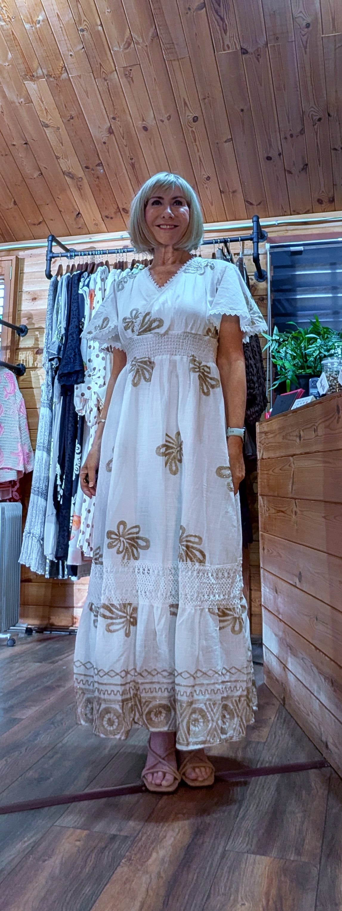 Boho white summer dress