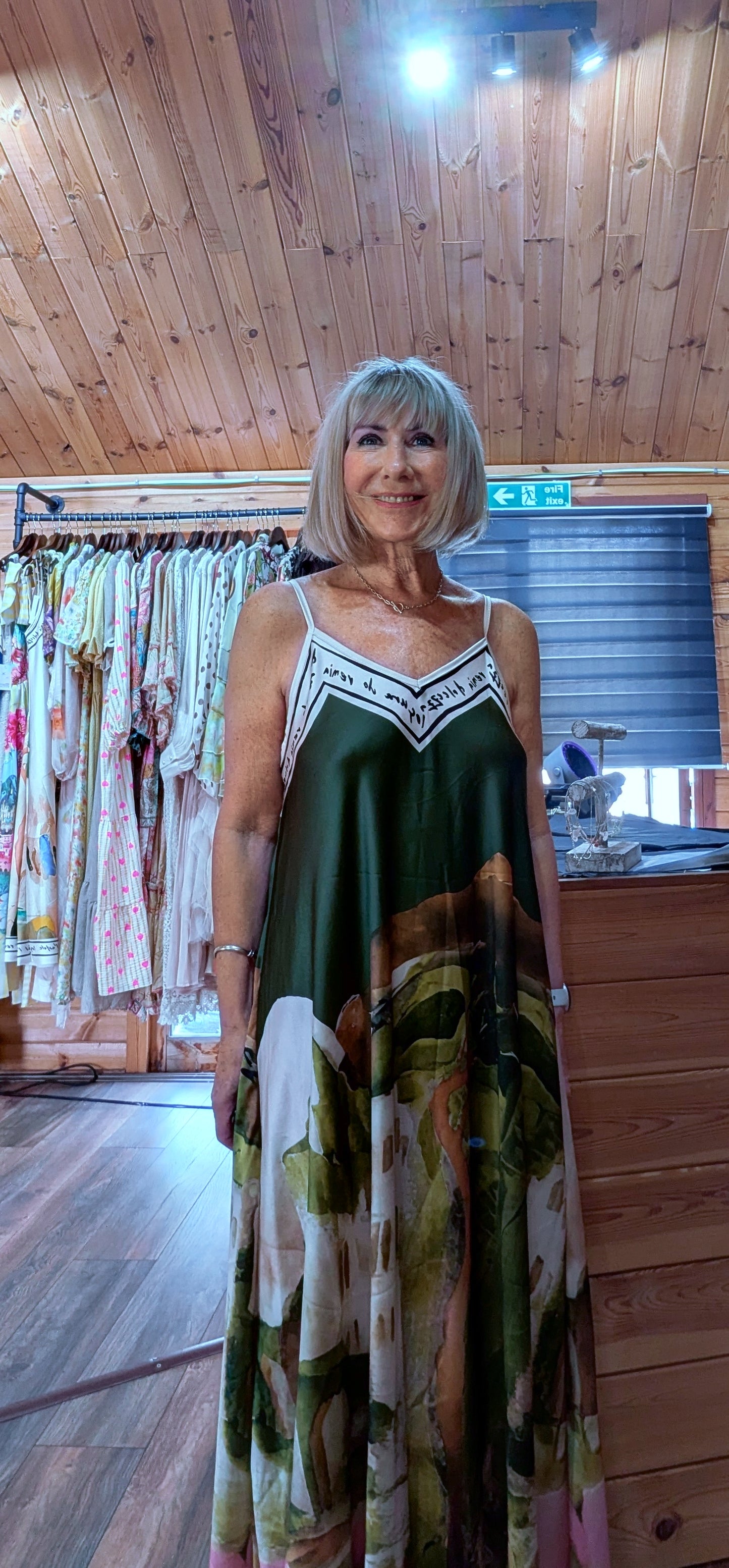 Maxi slip style dress with bold print