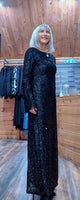 Juno Black Sequin Dress – Scoop Back with Pagoda Sleeves