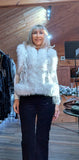 Goldie White Sequin Faux Fur Gilet –  Luxe